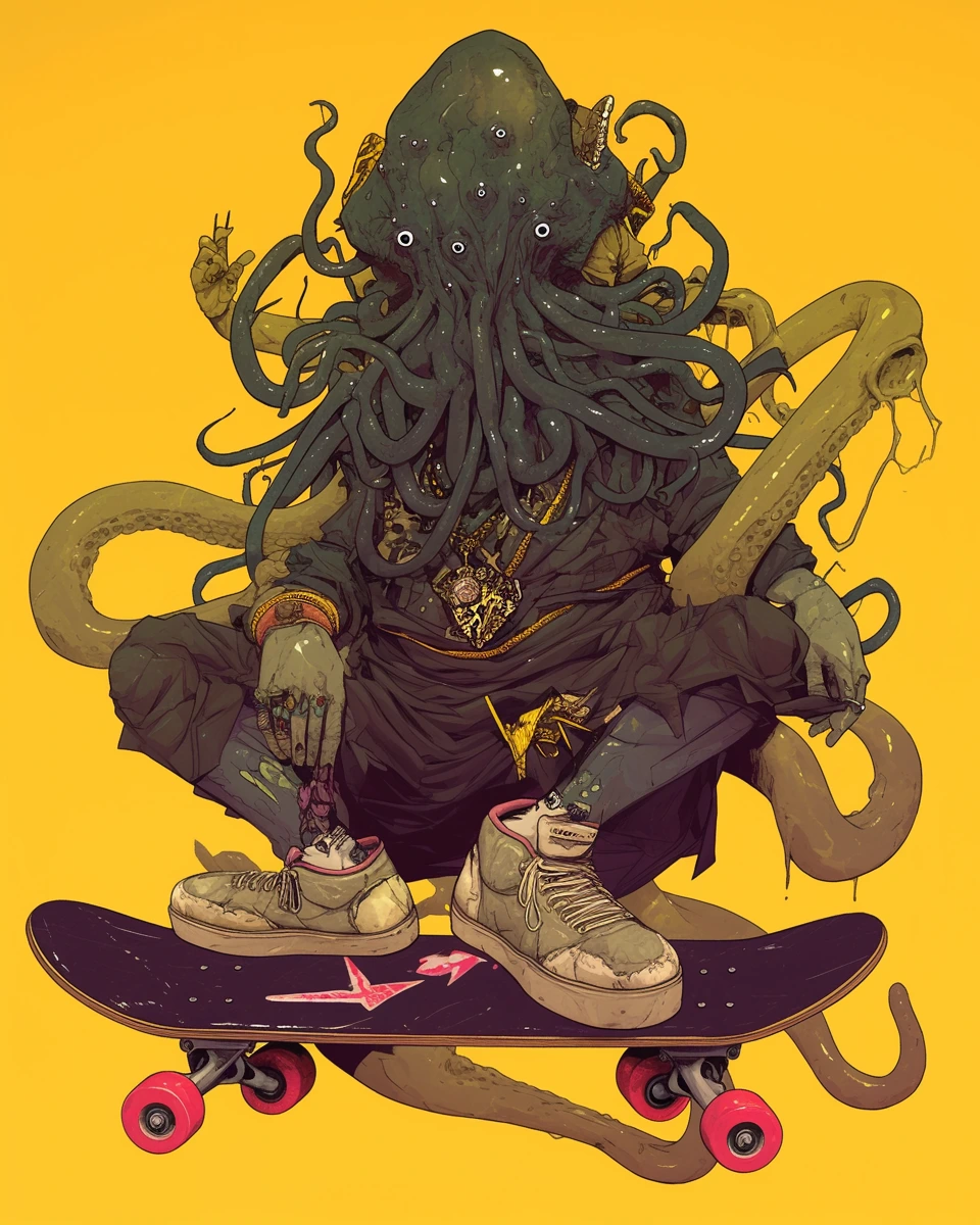 lovecraft, horror, osmiornica, skateboard, deska, macki, kółka, buty,obrazy AI sztuka tworzona przez sztuczną inteligencję nowoczesne obrazy do salonu ekskluzywna sztuka na sprzedaż luksusowe dekoracje ścienne unikalne obrazy w ramie sztuka przyszłości obrazy do nowoczesnego wnętrza kolekcjonerskie dzieła sztuki dekoracje premium na ścianę limitowane edycje obrazów sztuka cyfrowa i AI obrazy ARTIGEN nietypowe obrazy na płótnie obrazy w designerskich ramach sztuka generatywna nowoczesne obrazy w ramie dzieła sztuki na płótnie oryginalne obrazy do wnętrz obrazy na zamówienie